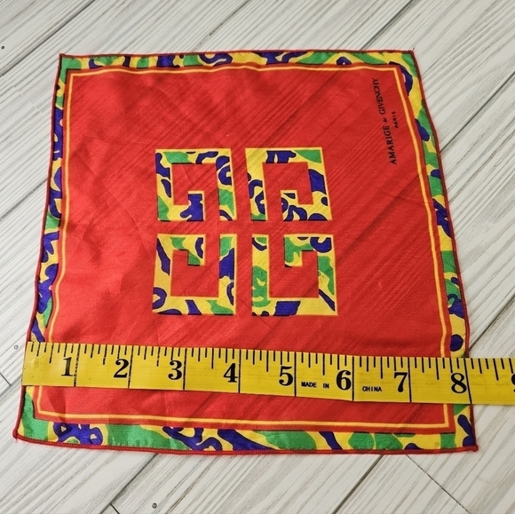 Givenchy Amarige Silk Scarf Made in France in Red and Yellow - Picture 6 of 7
